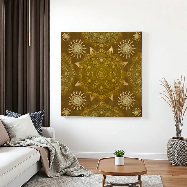 Modern hexa golden ursidae mandala art  canvas print (Creator Uploaded)