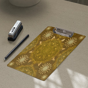 Modern hexa golden ursidae mandala art Clipboard