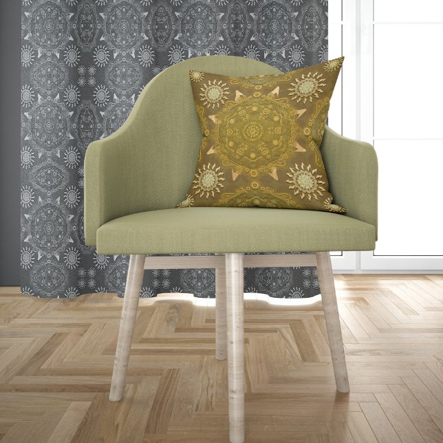 Modern hexa golden ursidae mandala art  cushion (Creator Uploaded)
