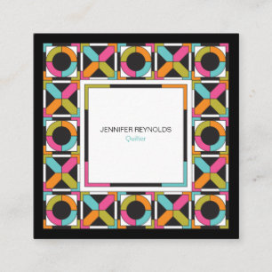 Modern Hexagon Quilt Pattern Square Business Card