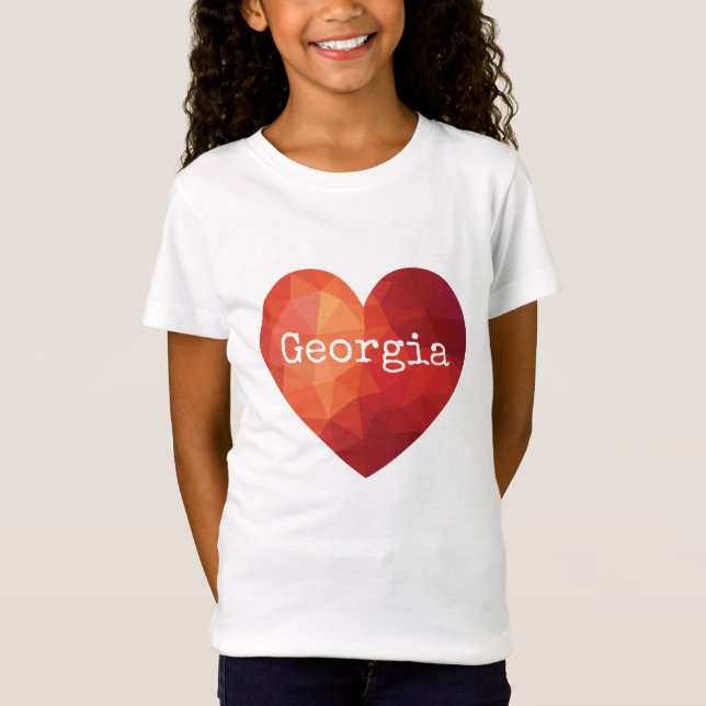 Modern hi-tech design, name in red hearts T-Shirt (Front)