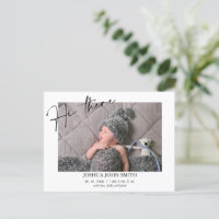 Modern Hi There Calligraphy Birth Announcement