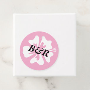 Modern Hibiscus flower logo personalized wedding Favour Tags