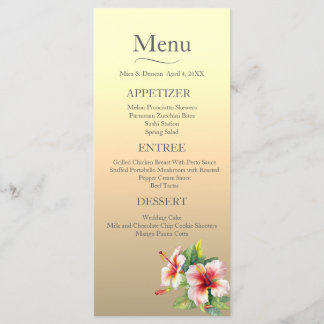 Modern Hibiscus Wedding Menu