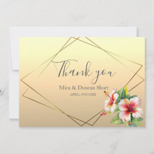 Modern Hibiscus Wildflower Wedding Thank You Card