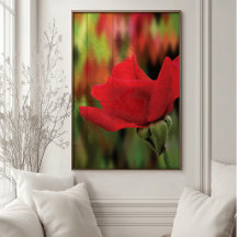 Modern High Poly Red Rose | Botanical Wall Art