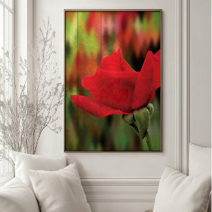 Modern High Poly Red Rose   Botanical Wall Art