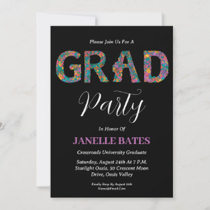 modern high school floral graduation invitations