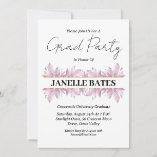 modern high school floral graduation invitations