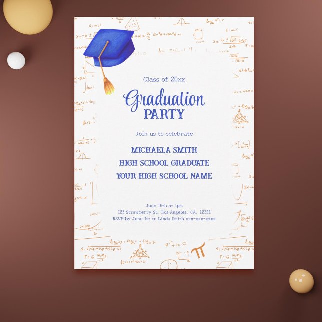 Modern High School Graduate Math Graduation Invitation (Modern High School Graduate Math Graduation Invitation)