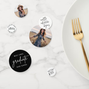Modern High School Graduate Script Custom Photo Confetti