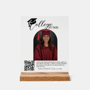 Modern High School Graduation Colleg fund QR code  Acrylic Sign