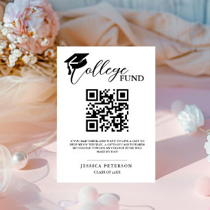 Modern High School Graduation Colleg fund QR code  Pedestal Sign