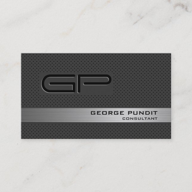 Modern High-Tech Look Monogrammed Professional Business Card (Front)