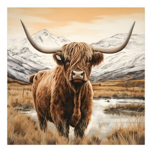 Modern Highland Cow Photograph poster print