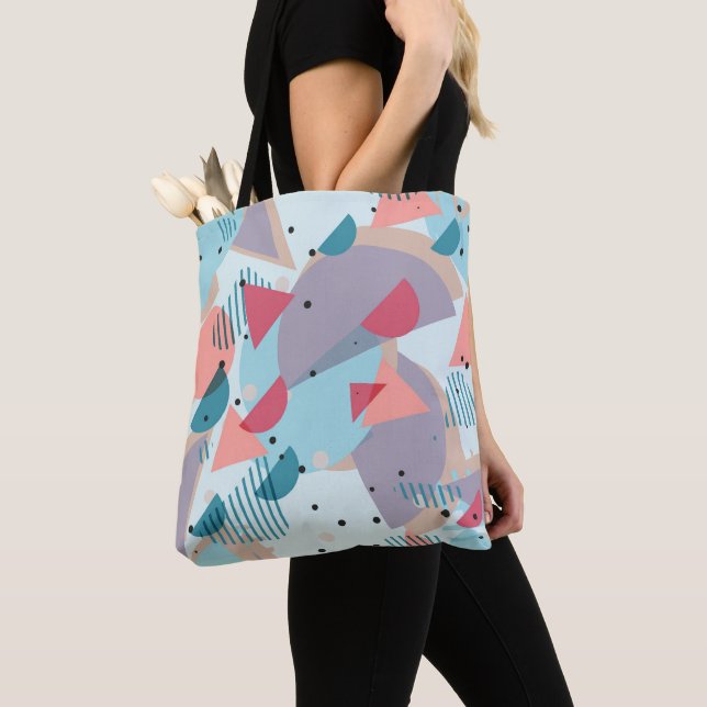 Modern Hip Abstract Geometric 50s Art Pattern Tote Bag (Close Up)