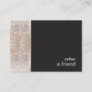 Modern Hip FAUX Sequins Salon Refer A Friend Black Referral Card
