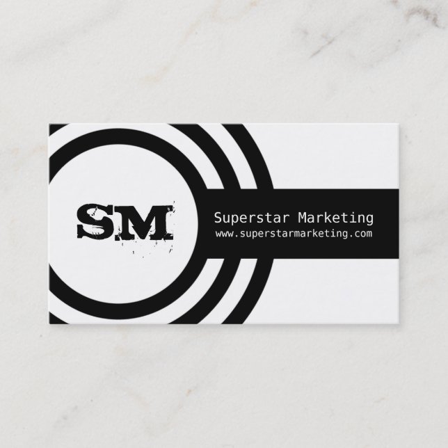 Modern Hipster Business Card, Black and White Card (Front)
