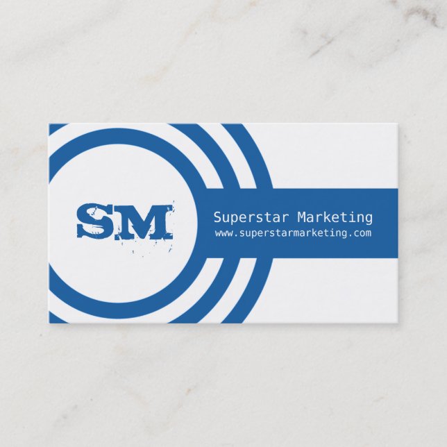 Modern Hipster Business Card, Bold Blue Card (Front)