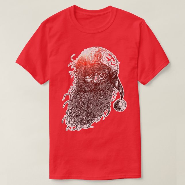 Modern Hipster Santa Claus Sunglasses T-Shirt (Design Front)