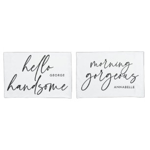 Modern his her modern black white gift pillow case
