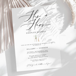 Modern His & Hers Calligraphy Couples Shower Invitation