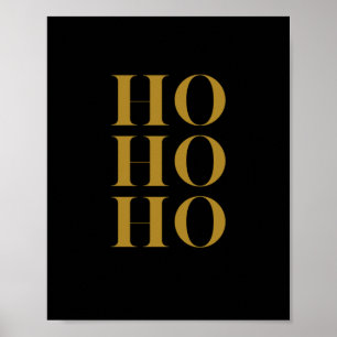 Modern"HO HO HO" Holiday Wall Art Black & Gold
