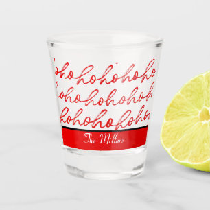Modern Ho Ho Ho Red and white Christmas Pattern Shot Glass