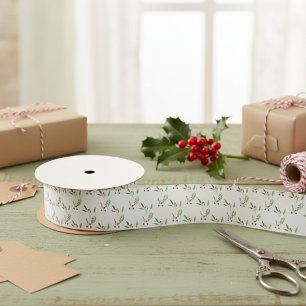 Modern Holiday Christmas Greenery Botanical Berry Satin Ribbon