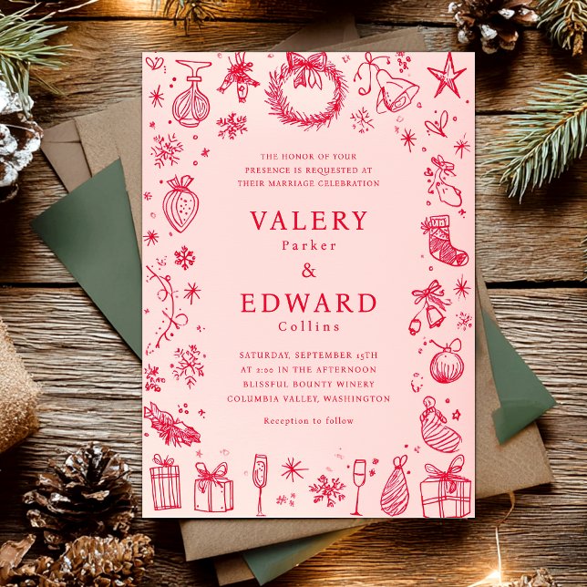 Modern Holiday Christmas Wedding Invitation (Creator Uploaded)