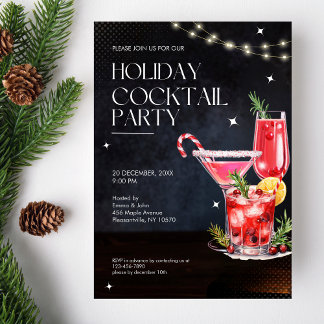 Modern Holiday Cocktail Party Christmas Invitation