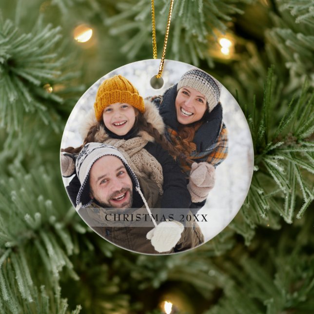 Modern Holiday Family Photo Snowflakes Ceramic Tree Decoration (Tree)