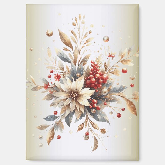 Modern Holiday Flowers Magnet (Front)