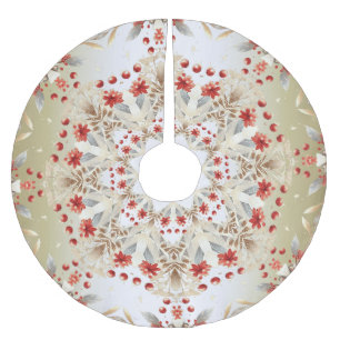 Modern Holiday Flowers Tree Skirt