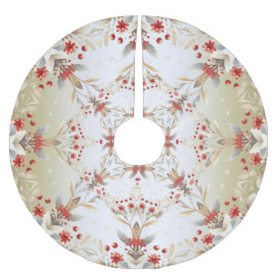 Modern Holiday Flowers Tree Skirt