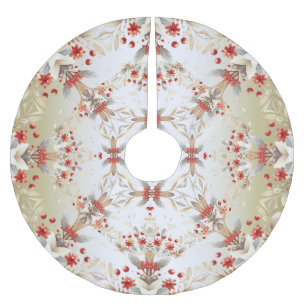 Modern Holiday Flowers Tree Skirt