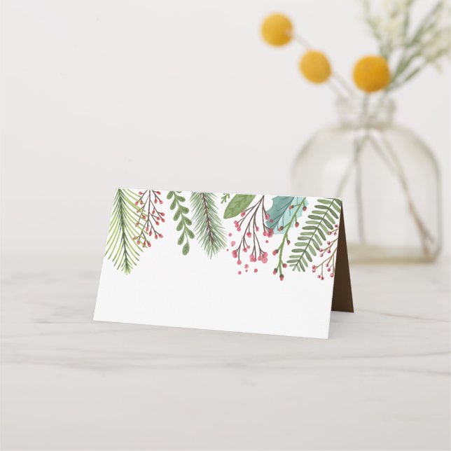Modern Holiday Foliage | Holiday Place Card (Front)