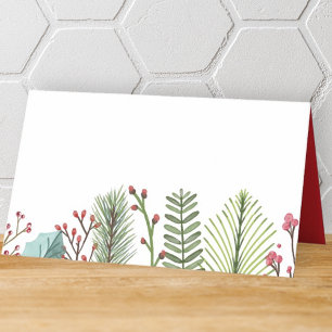 Modern Holiday Foliage   Holiday Place Card