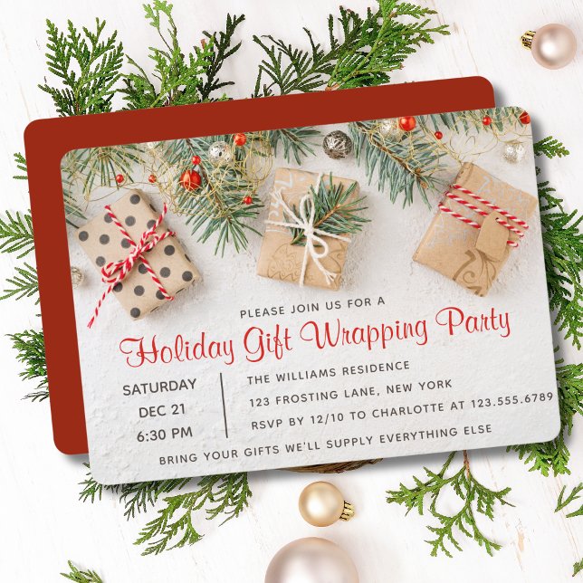 Modern Holiday Gift Wrapping Party Invitations (Creator Uploaded)