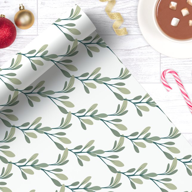 Modern Holiday Greenery Christmas Wrapping Paper (Creator Uploaded)