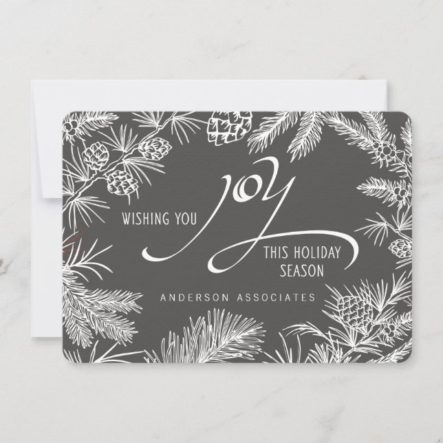 Modern Holiday Joy Botanical Winter Branches Card (Front)
