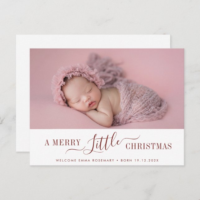 modern holiday lettering birth announcement card (Front/Back)