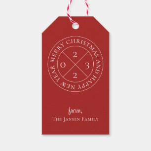 Modern Holiday Logo Festive Red Gift Tags