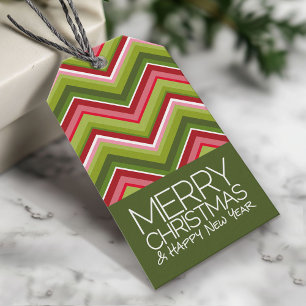 Modern Holiday - Merry Christmas red green Gift Tags