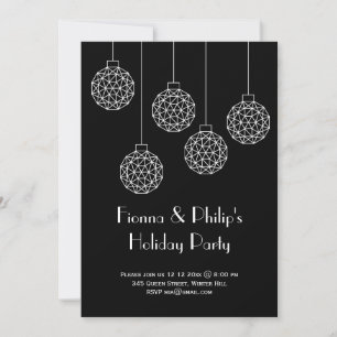 Modern Holiday Party Black Invitation