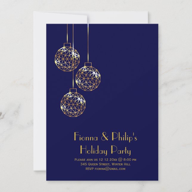 Modern Holiday Party Invitation - blue (Front)