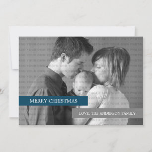 Modern Holiday Photo Card (Blue/Grey)