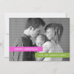 Modern Holiday Photo Card (Pink/Green)