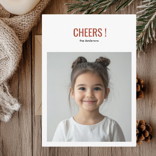  Modern Holiday Photo Card   Red Cheers