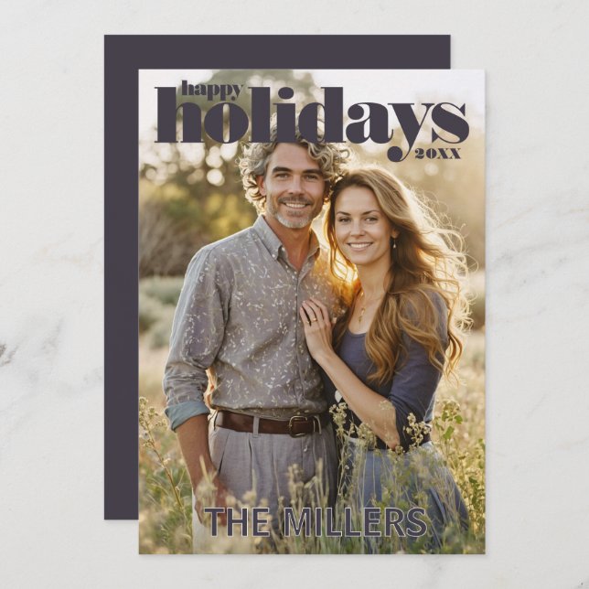 Modern Holiday Photo Christmas Card (Front/Back)